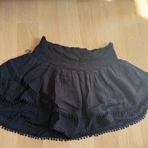 Women's Black Tiered Smocked Waist Mini Skirt